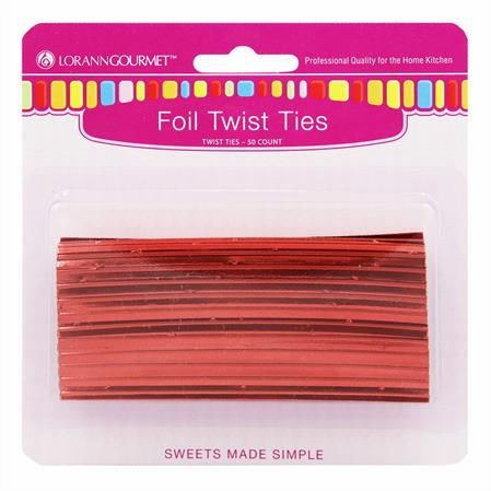 Lorann Foil Twist Ties 50 Ct Red