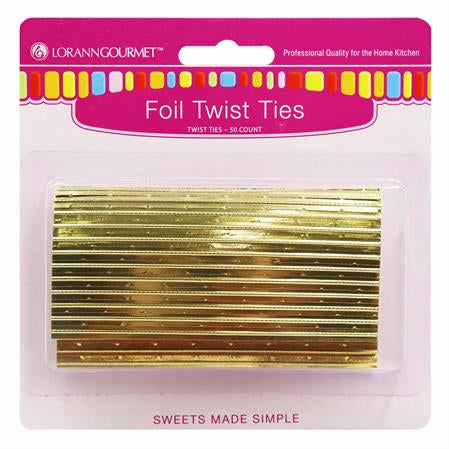 Lorann Foil Twist Ties 50 Ct Gold