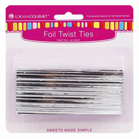 Lorann Foil Twist Ties 50 Ct Silver