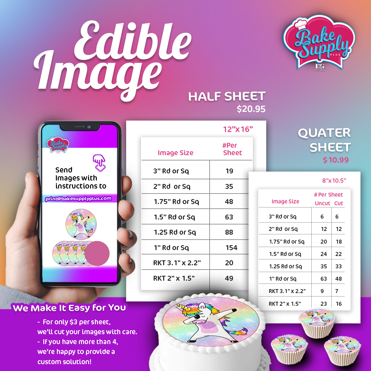 Edible Image - 8x10.5 Sugar Sheet Color Print