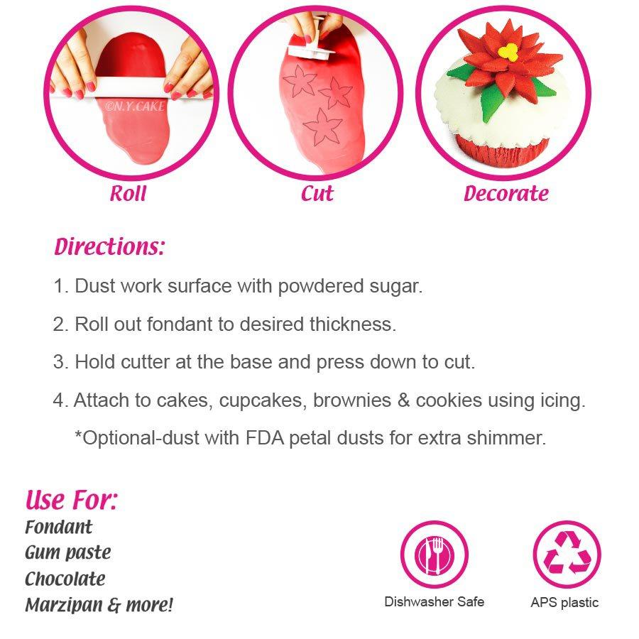 Calyx Poinsettia Cutter Set Large NY Cake Fondant Cutter - Bake Supply Plus