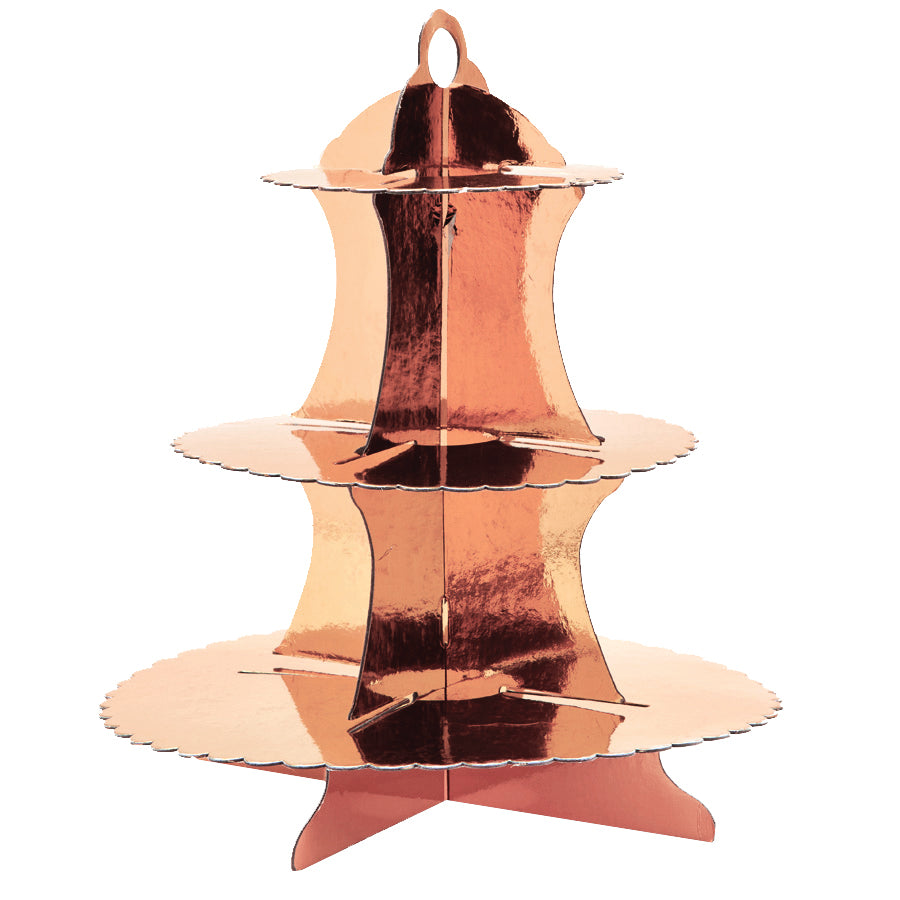 Scalloped 3 Tier Cake Stand Rose Gold