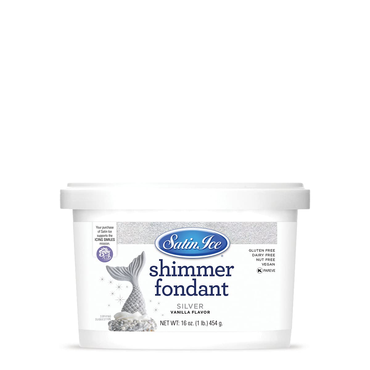 Satin Ice Silver Shimmer Fondant — 4oz or 1lb