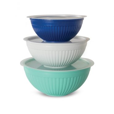 White Melamine Mixing Bowls with Lid - Set of 6