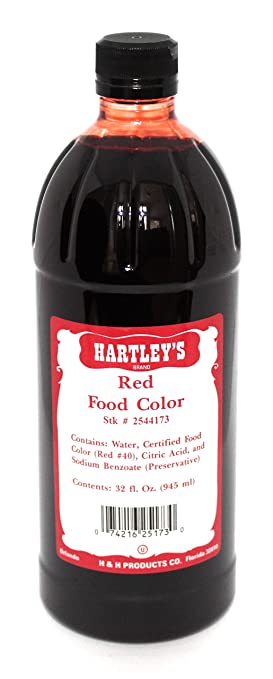 Hartley Bright Red Food Color- 32 oz – Bake Supply Plus