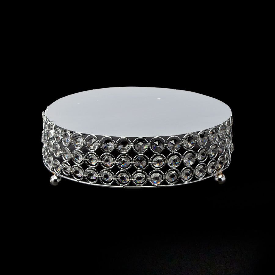 Crystal Round Cake Stand 10" - Silver
