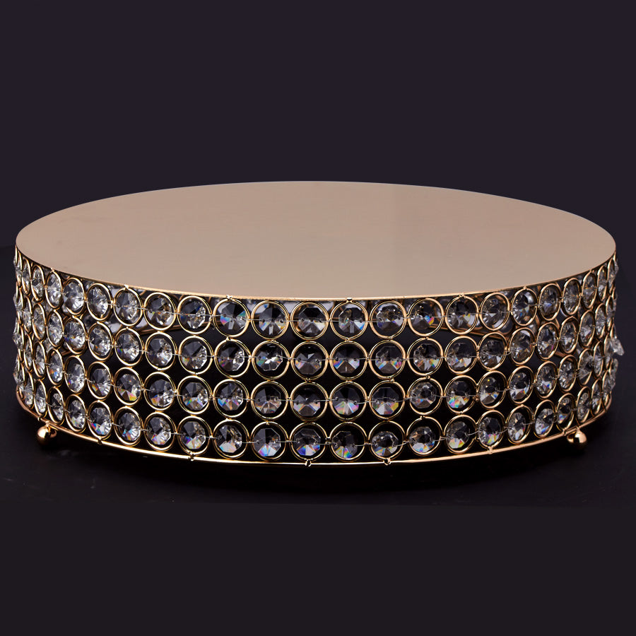 Crystal Round Cake Stand 13�' - Gold