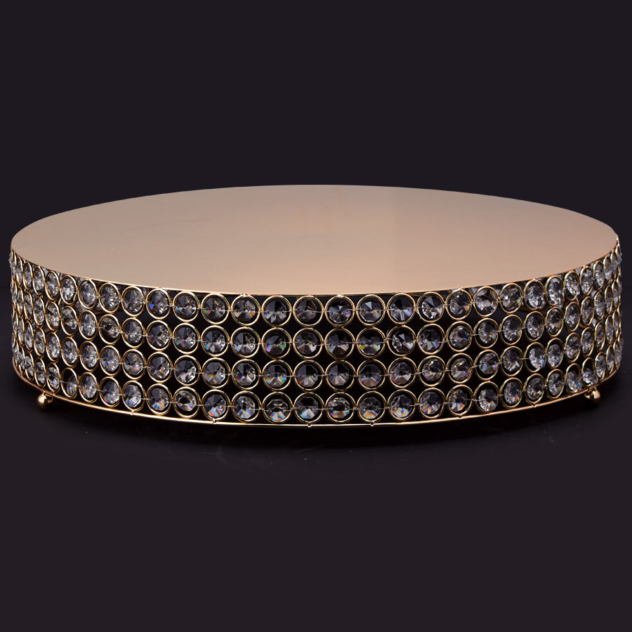 Crystal Round Cake Stand 18' - Gold