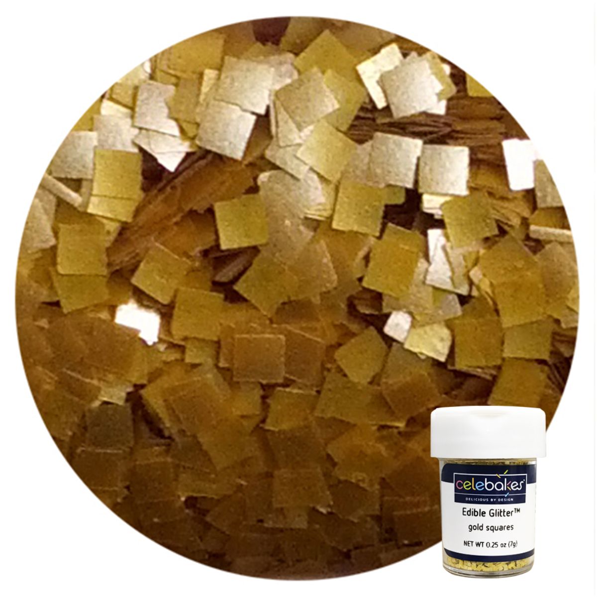 Celebakes by CK Products Gold Squares Edible Glitter, 25 oz.