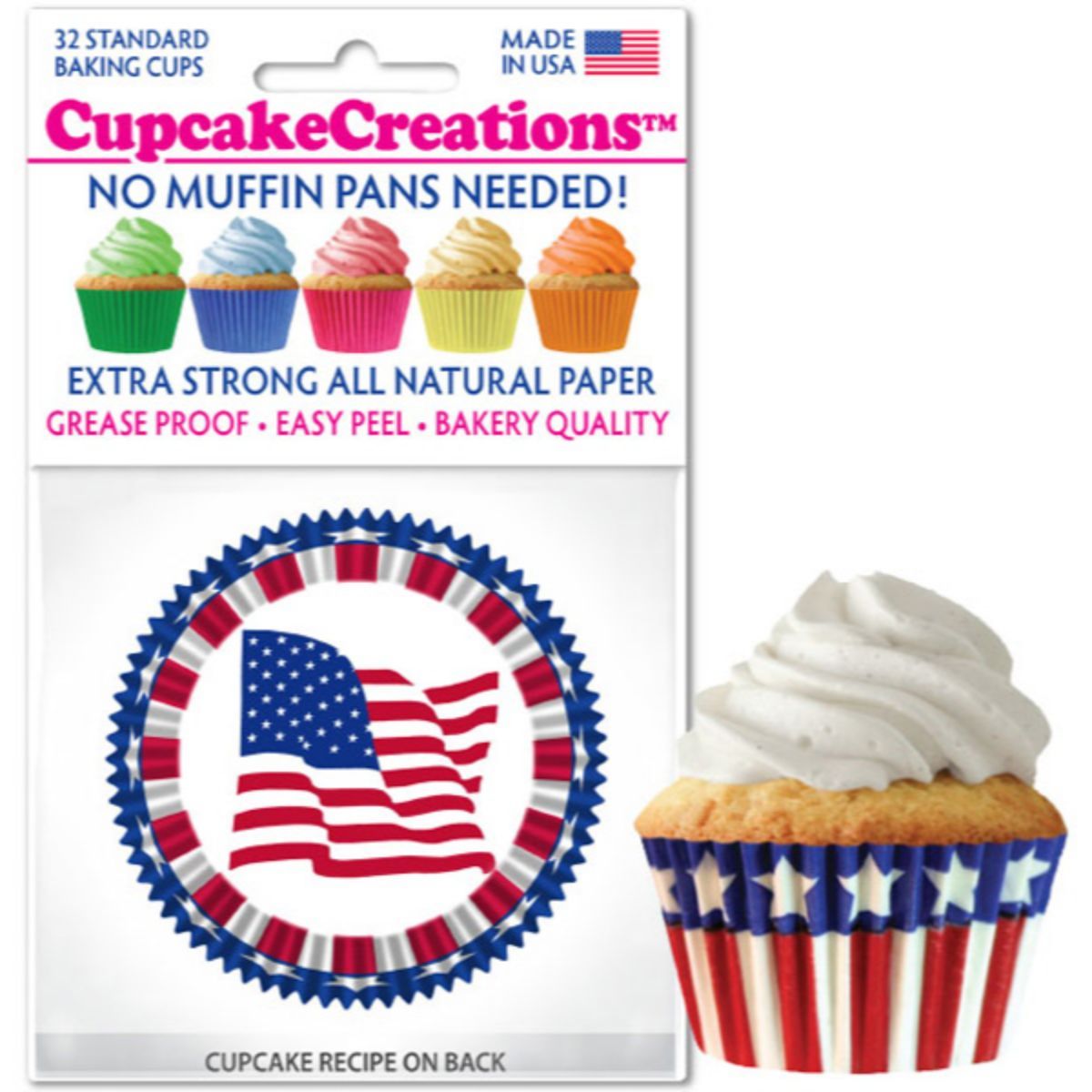 Star & Stripes Cupcake Liner, 32 ct. Cupcake Creations Cupcake Liner - Bake Supply Plus