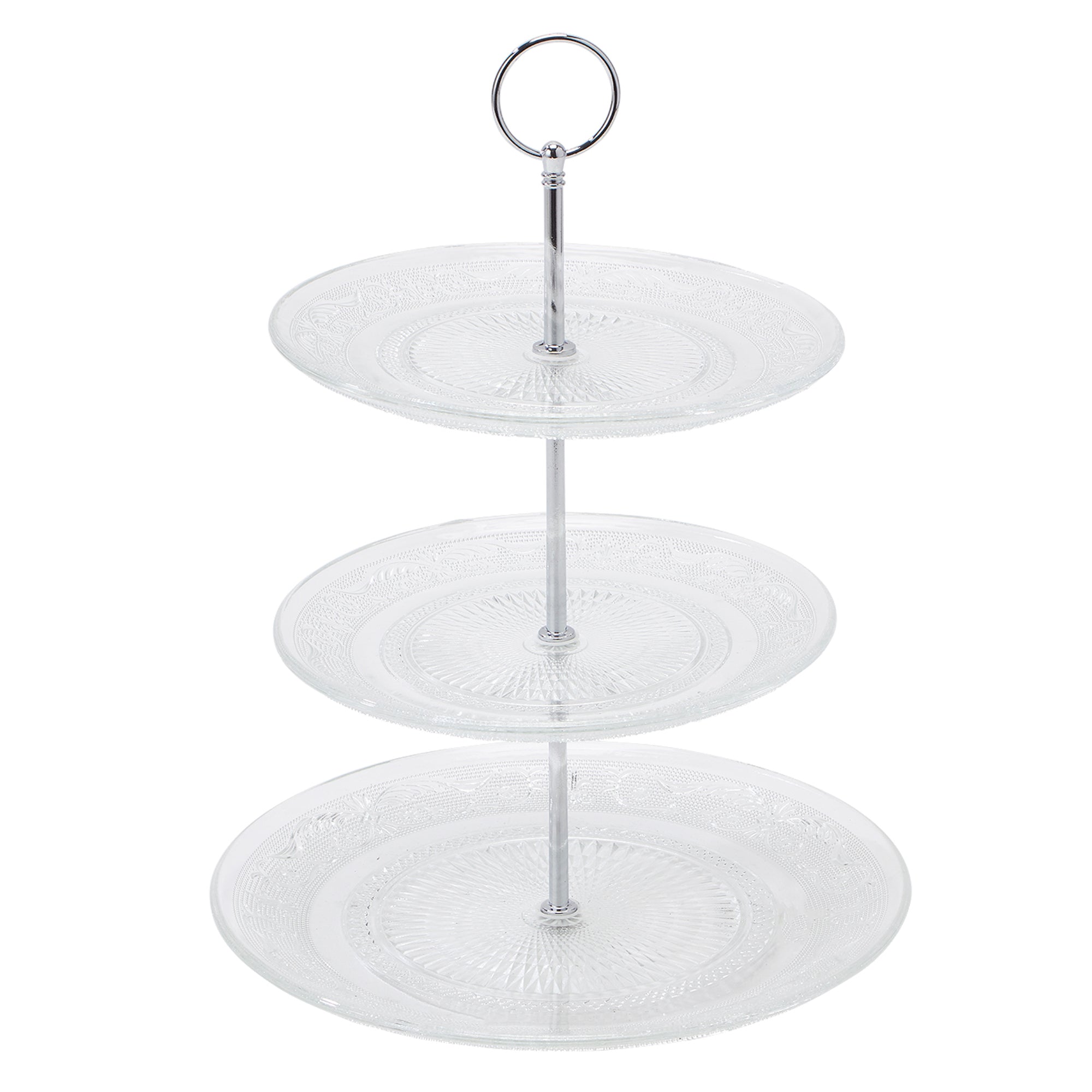 Round Glass Treat Stand 3 Tier 13'