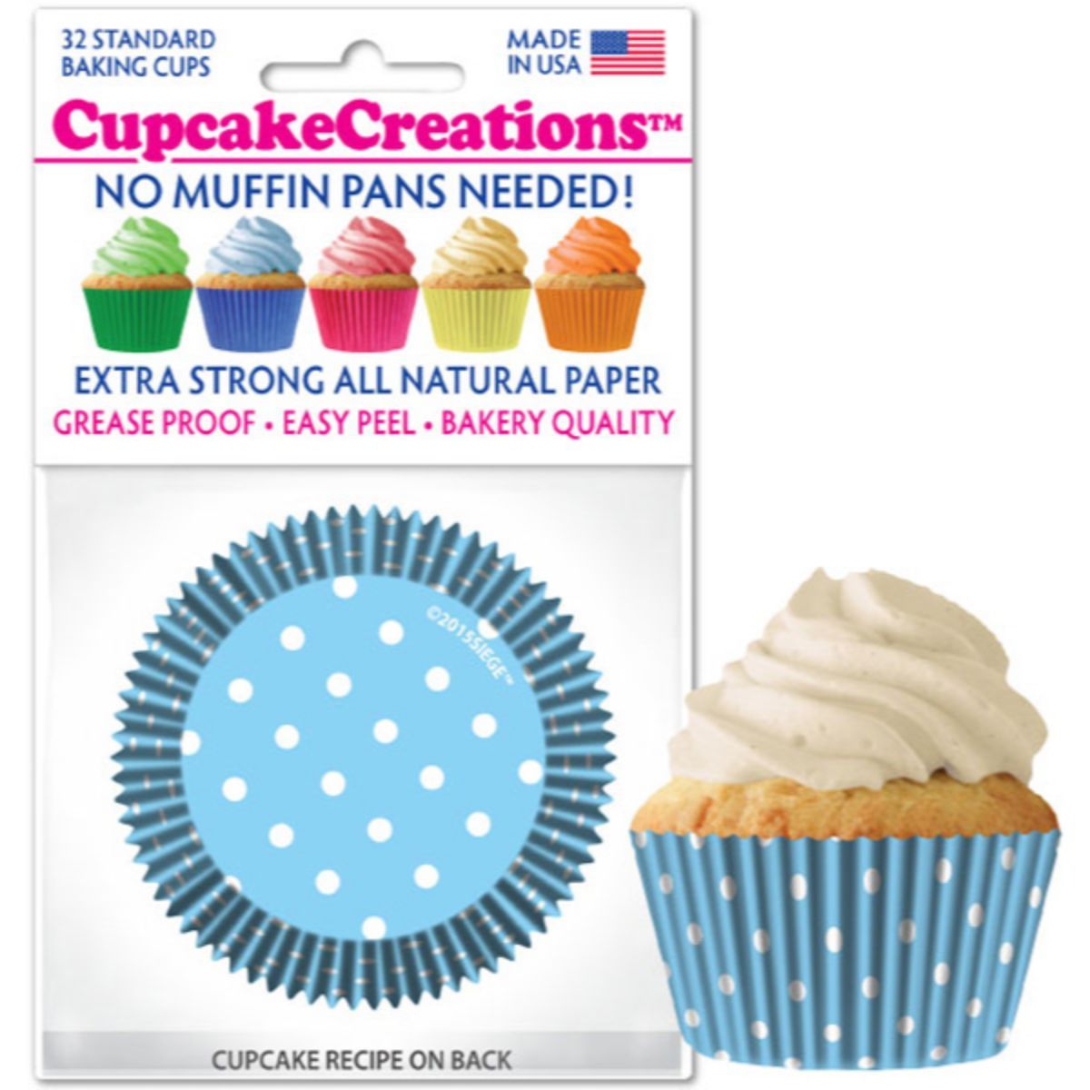 Blue Polka Dots Cupcake Liner, 32 ct. Cupcake Creations Cupcake Liner - Bake Supply Plus