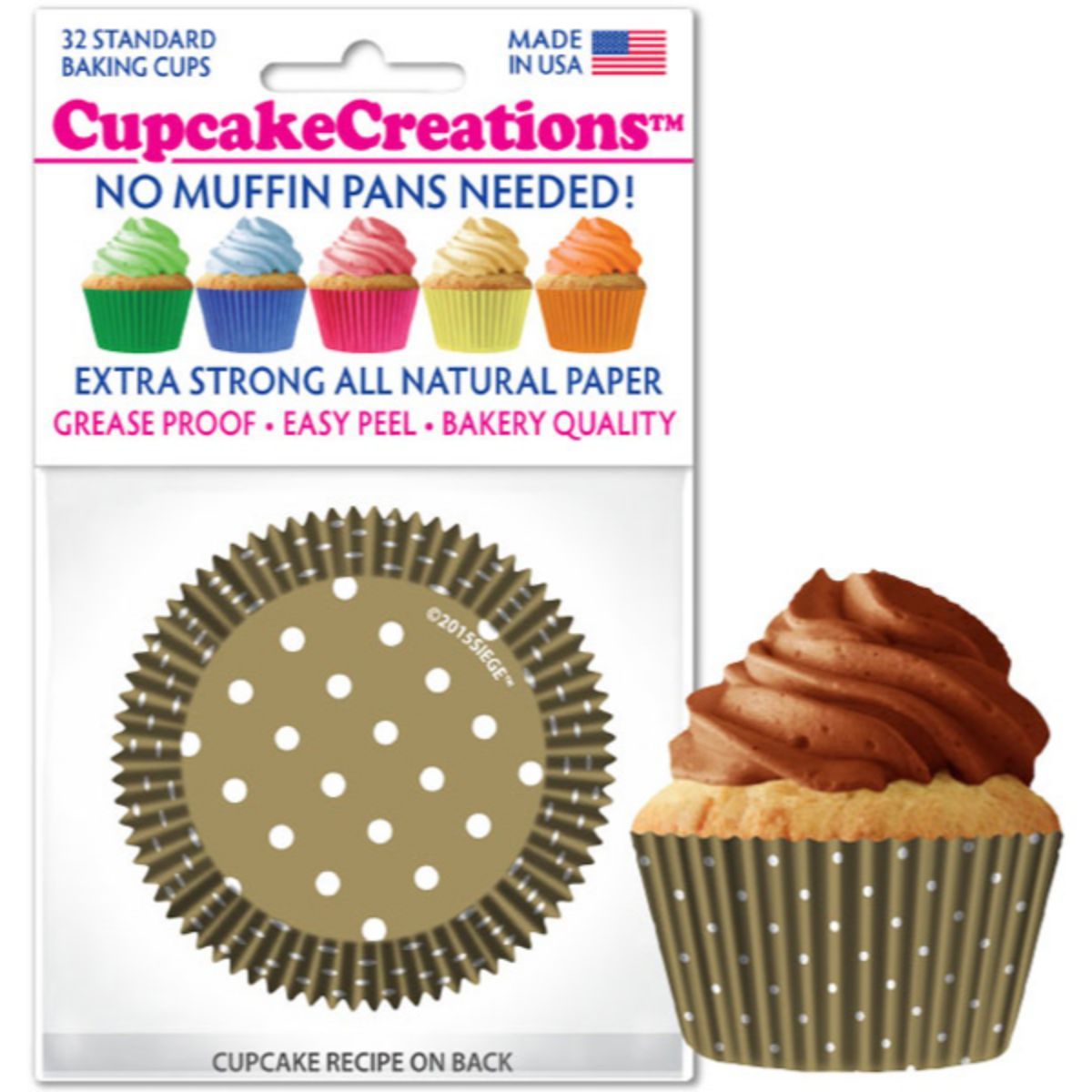 Gold Polka Dots Cupcake Liner, 32 ct. Cupcake Creations Cupcake Liner - Bake Supply Plus