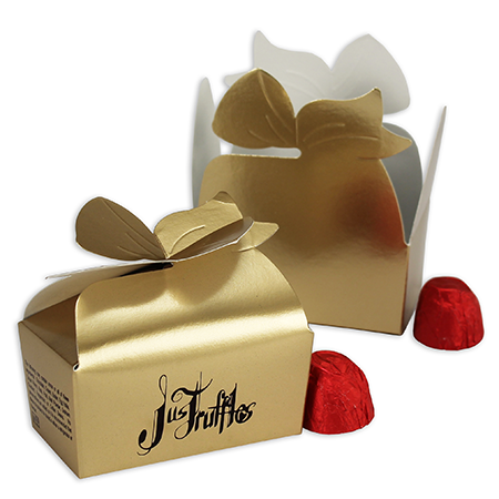 16G - 3 1/2 x 2 x 1 11/16 Gold Foil Bow Top Favor Boxes Large