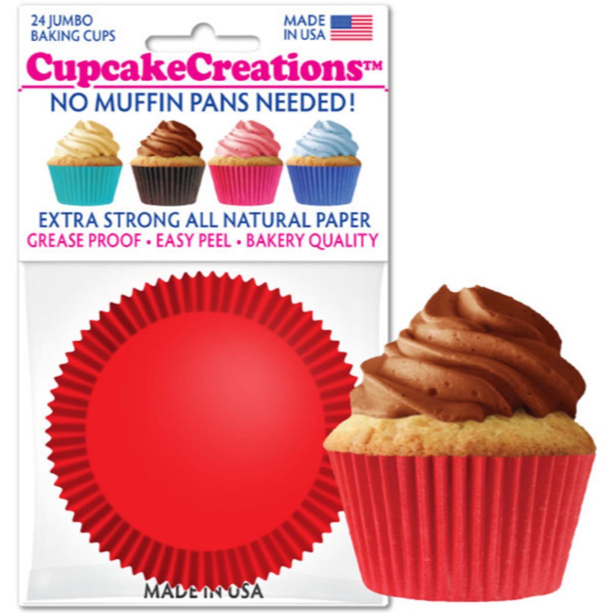 Jumbo Red Cupcake Liner, 24 ct. Cupcake Creations Cupcake Liner - Bake Supply Plus