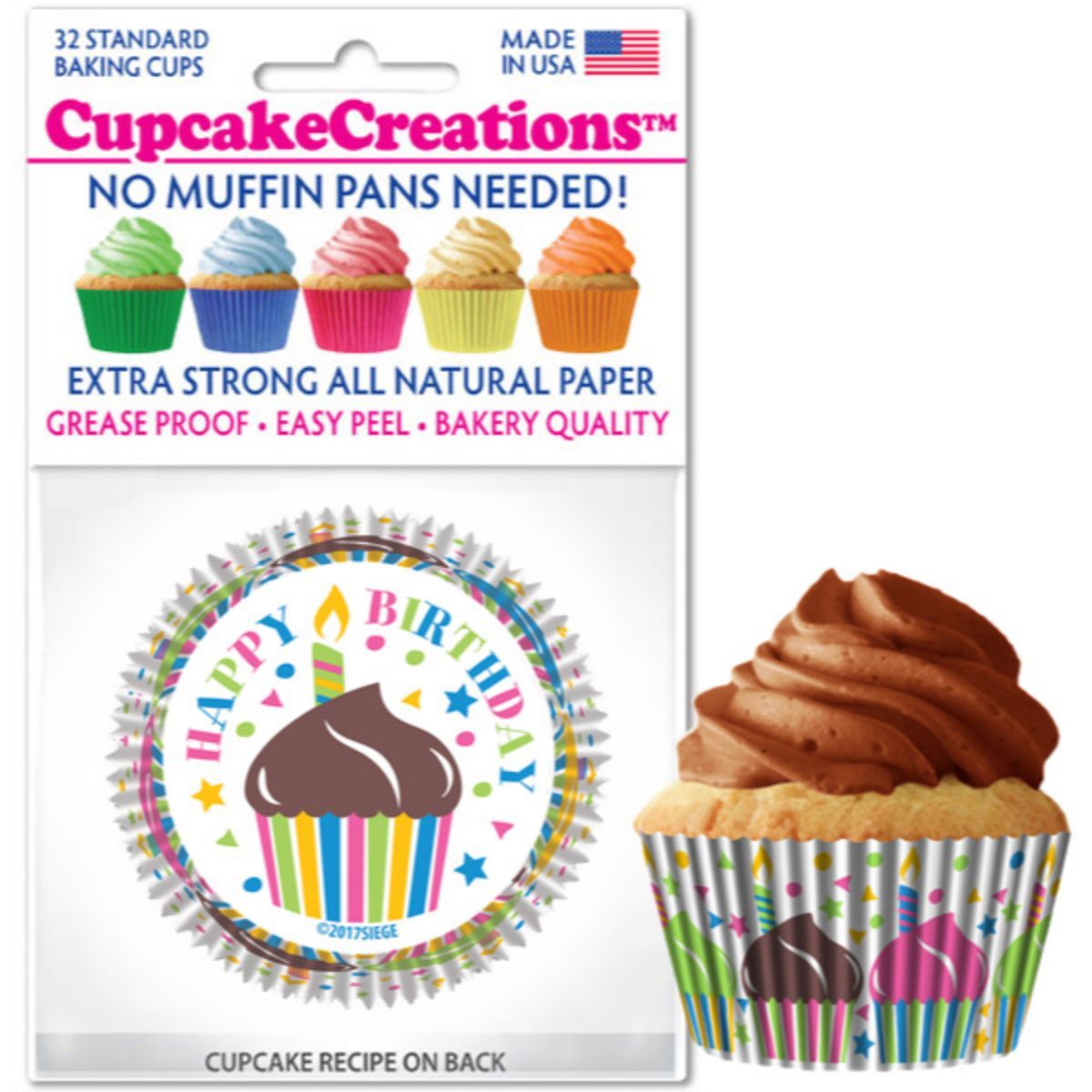 Happy Birthday Cupcake Liner, 32 ct. Cupcake Creations Cupcake Liner - Bake Supply Plus