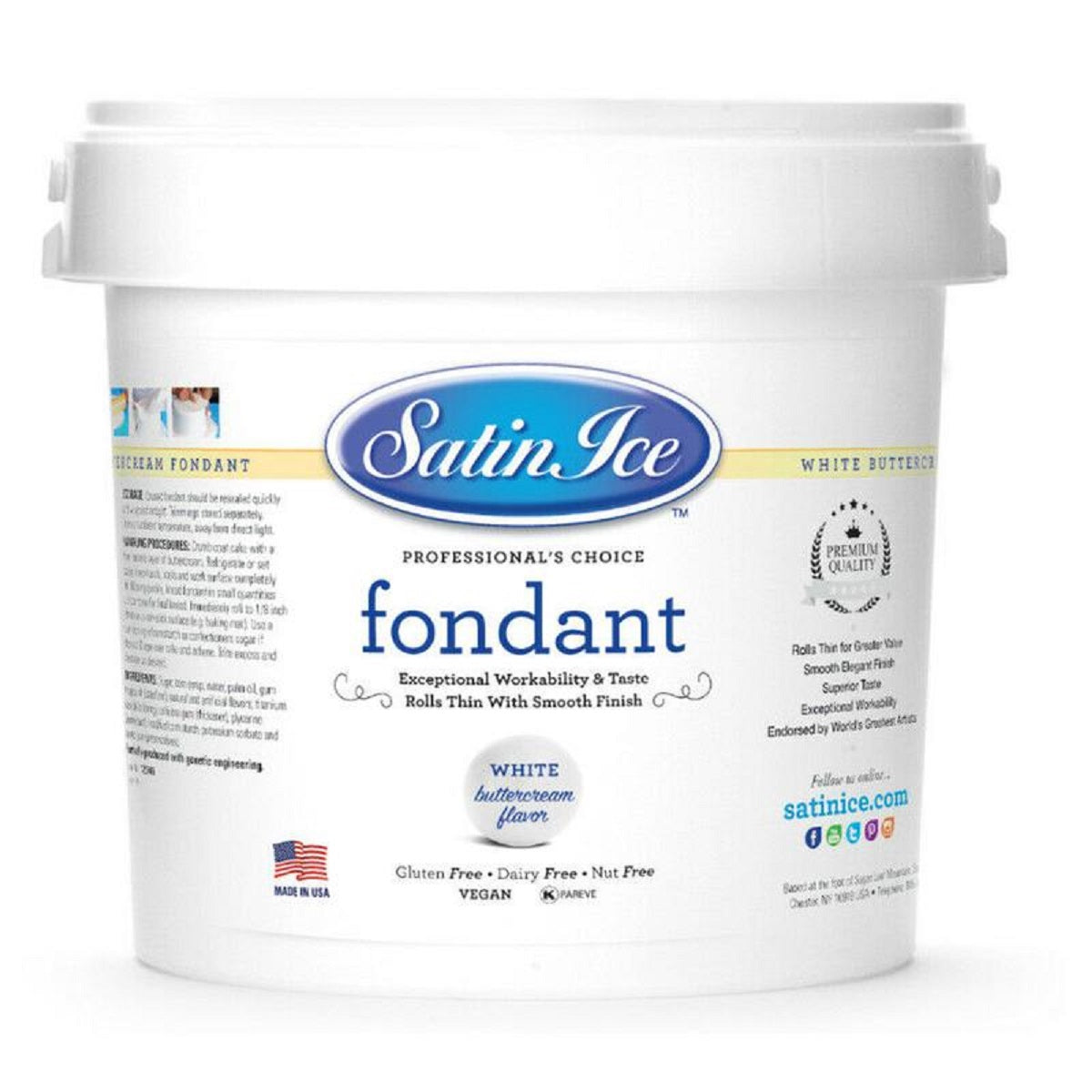Satin Ice White Buttercream Fondant 10lb Satin Ice Fondant - Bake Supply Plus