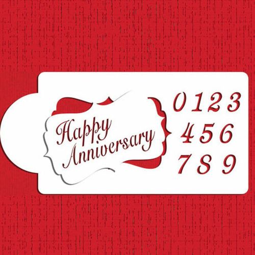 Designer Stencils Cake Stencil- Happy Anniversary Plaque