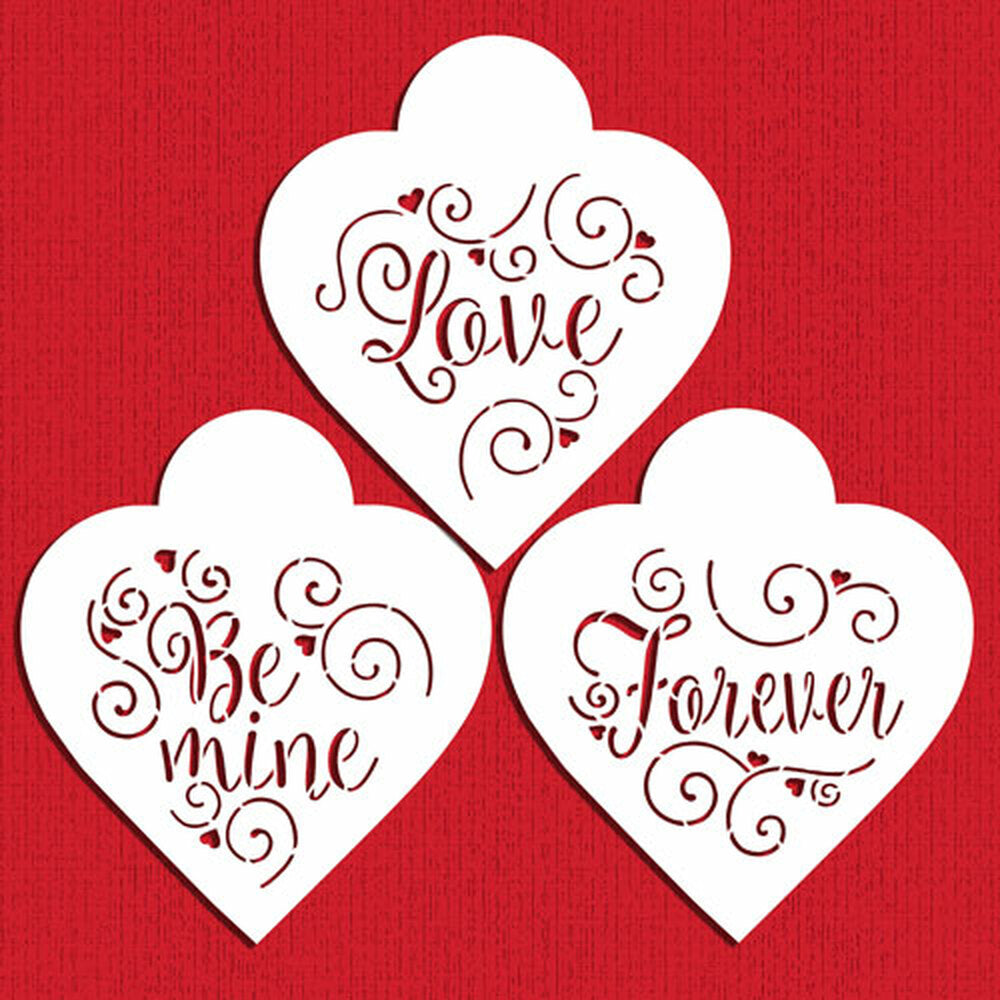 Designer Stencils Love, Be Mine, Forever Hearts Cookie Stencil Set