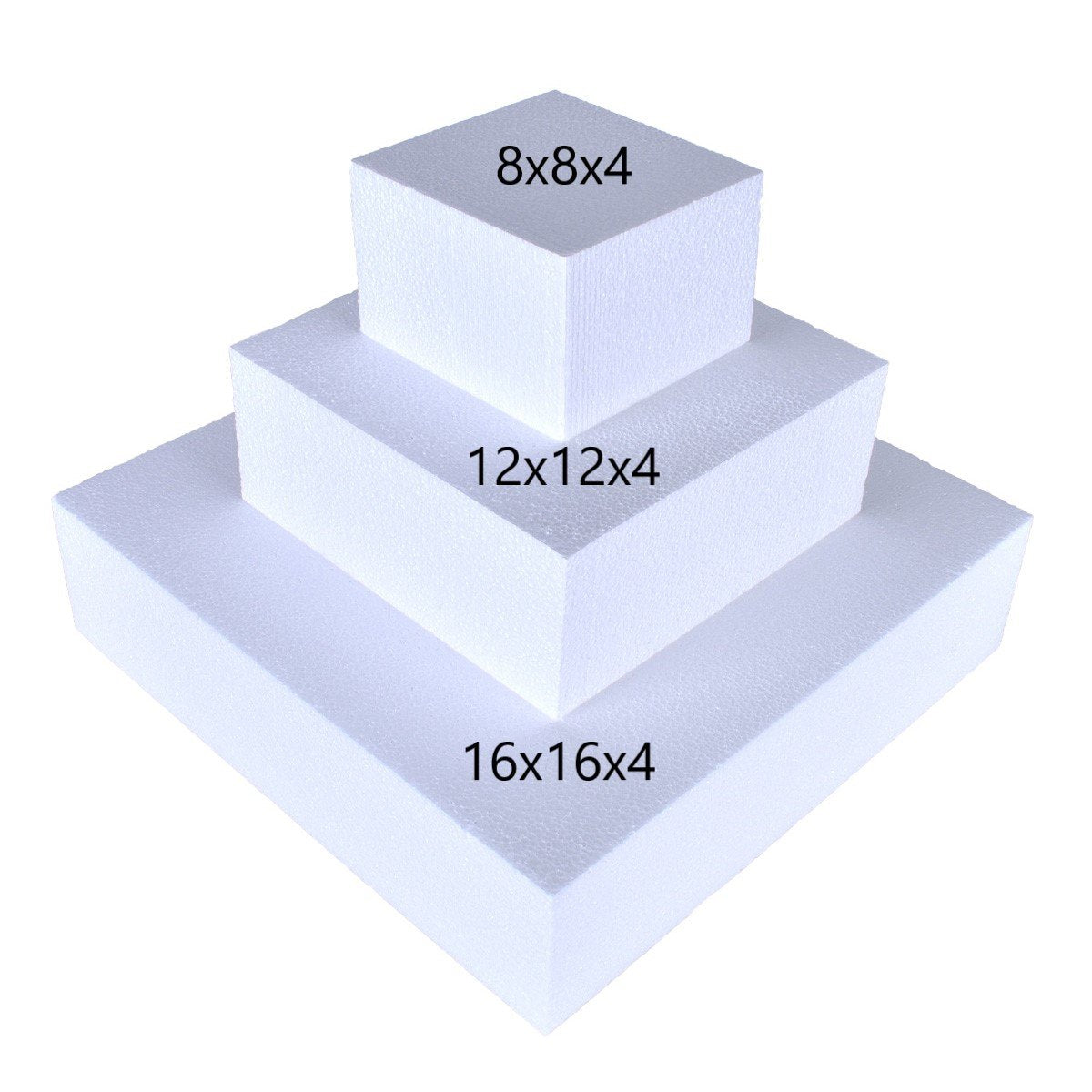 Foam Cake Dummies - 14x14x4 Square Bake Supply Plus Cake Dummy Square - Bake Supply Plus