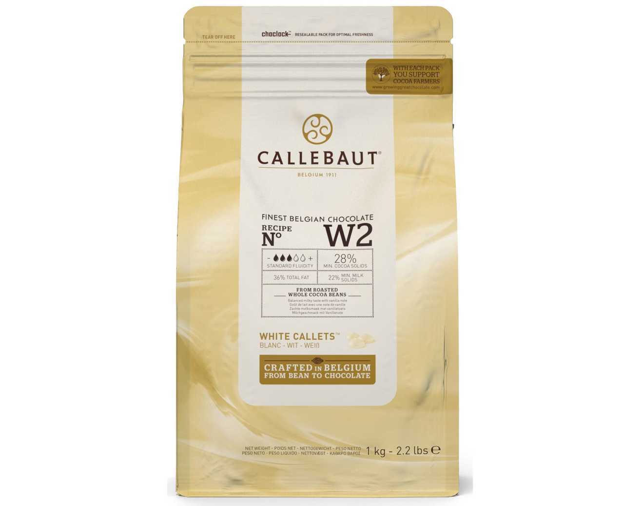 Callebaut White Chocolate N° W2 Callebaut Chocolate Melts - Bake Supply Plus