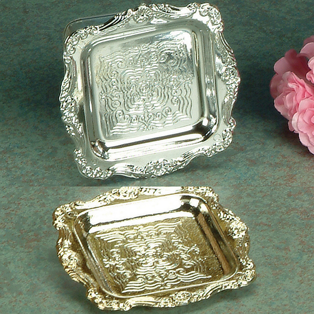 Silver 3' Plastic Square Tray 12ct