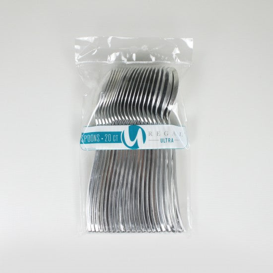 Silver Plastic Cutlery 20ct