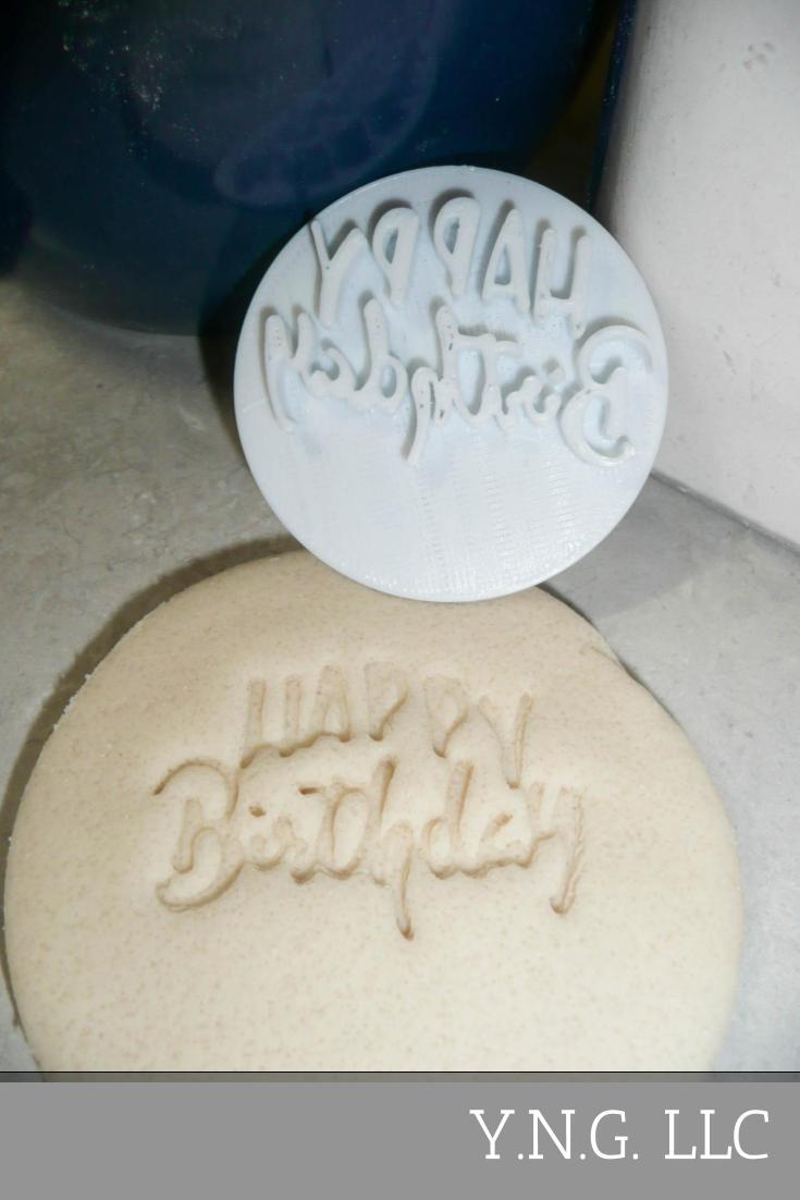 Happy Birthday Text Words Script Font Cookie Stamp Embosser USA PR2821