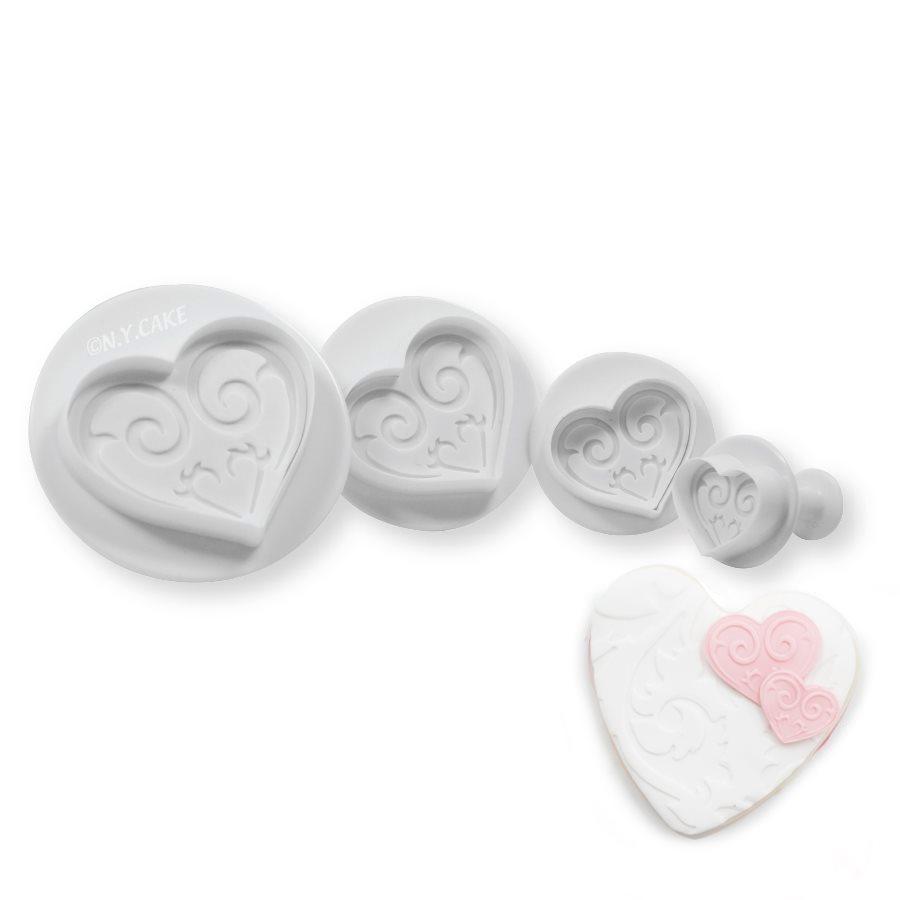 Fancy Heart Plunger Cutter Set NY Cake Fondant Cutter - Bake Supply Plus