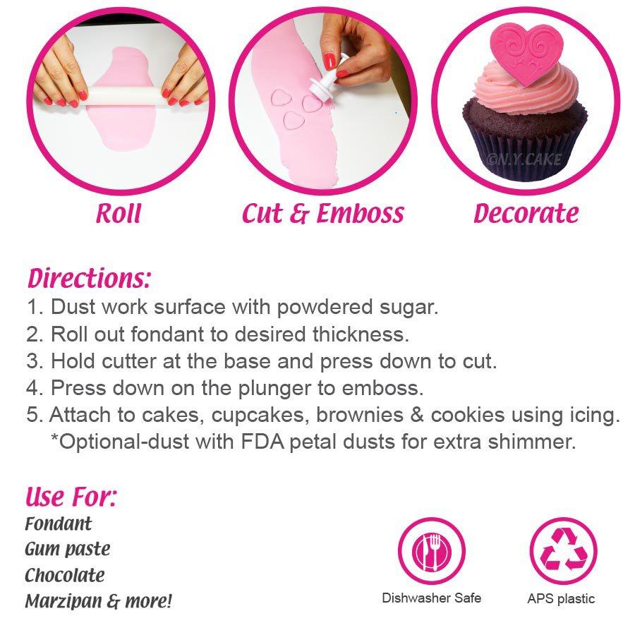 Fancy Heart Plunger Cutter Set NY Cake Fondant Cutter - Bake Supply Plus