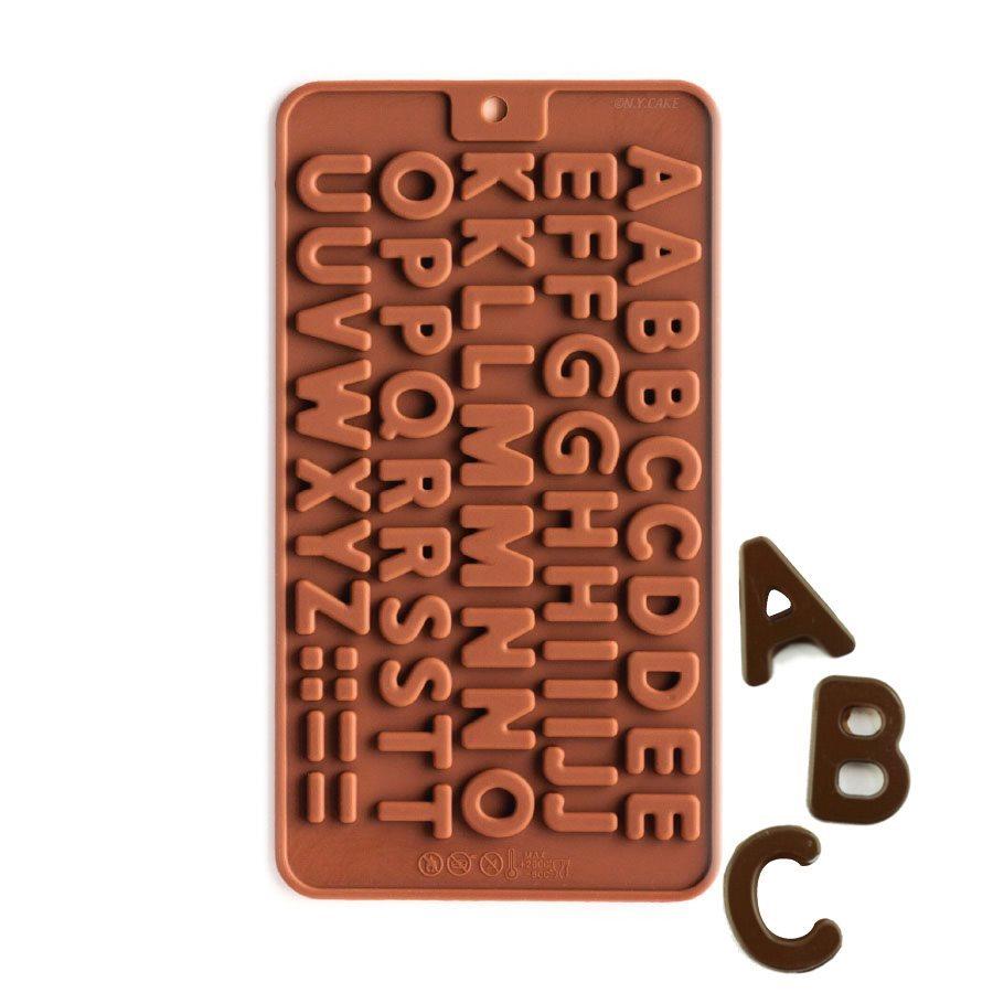 Wocuz 26 Large Letters Silicone Mold Alphabet Crayon Mold Chocolate Mold Biscuit Ice Cube Tray with 12 Sets of Present Packages for DIY Name Letter