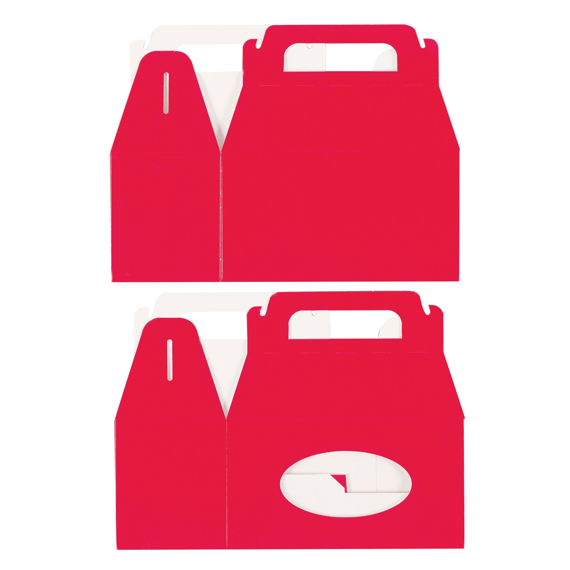 25R - 6 3/8 x 3 x 3 1/2 Red Tote Boxes Gable Style with Window