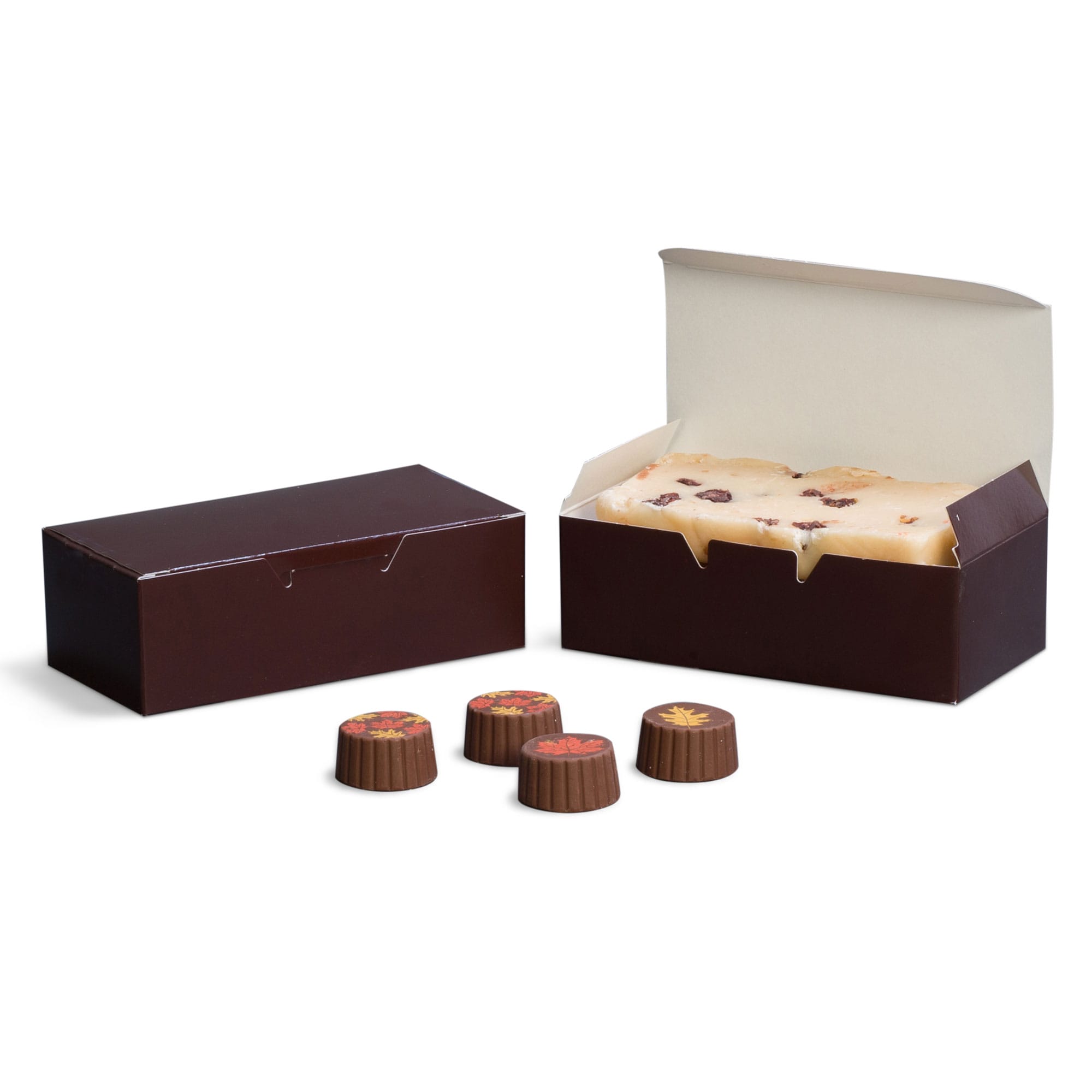 27BR - 5 1/2 x 2 3/4 x 1 3/4 Brown Candy & Fudge Boxes- 1/2 lb.