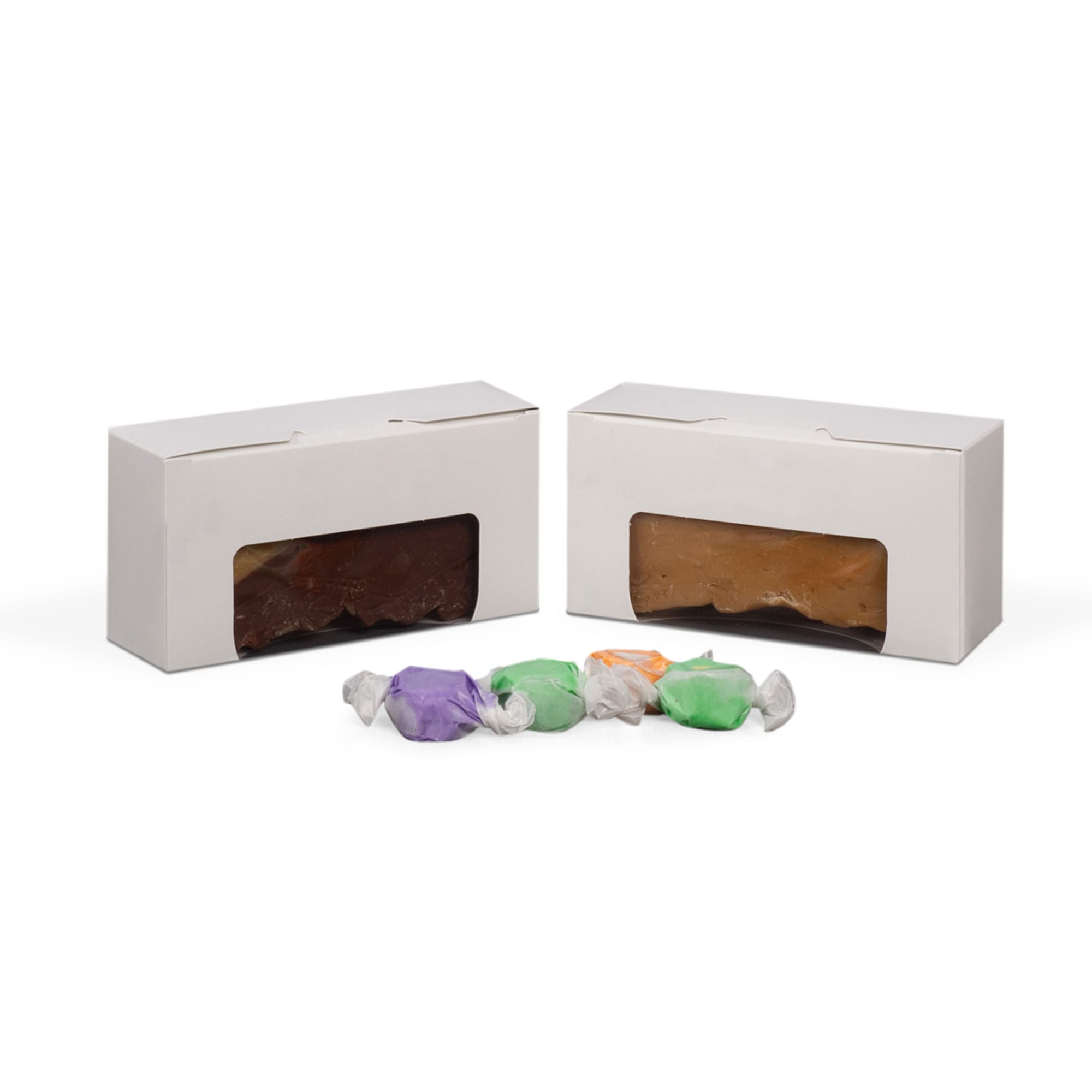 28WW - 7 x 3 3/8 x 2 White Candy & Fudge Boxes with Window