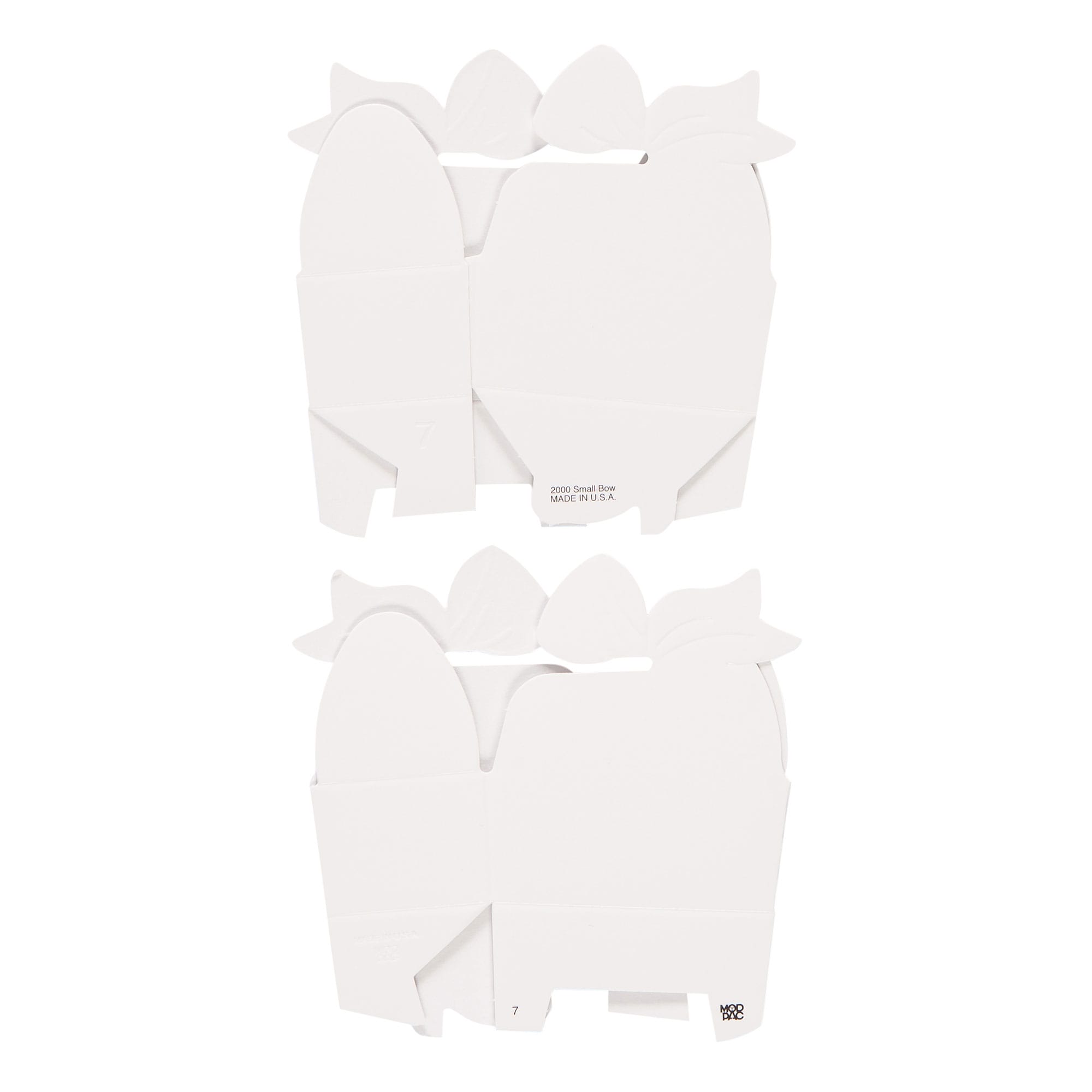 17W - 2 5/8 x 1 1/2 x 1 3/16 White Bow Top Favor Boxes Small