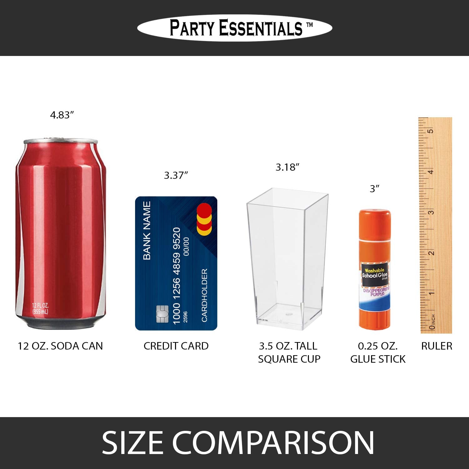 3.5oz Tall Square Cups 16ct Party Essentials