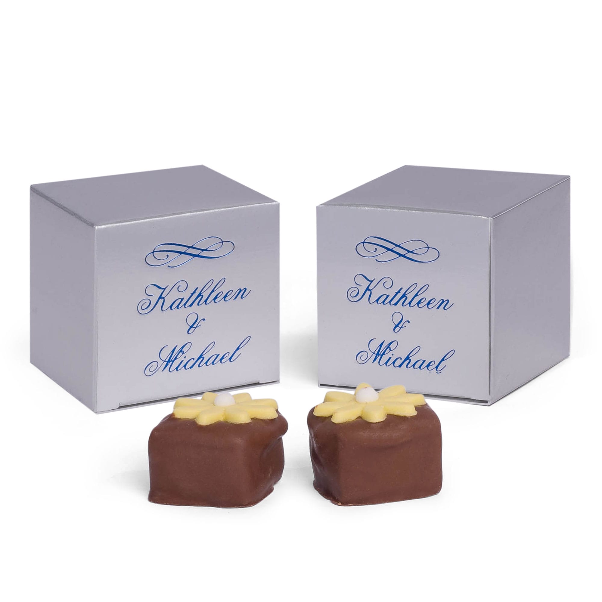 15S - 2 x 2 x 2 Silver Foil Truffle Favor Boxes- Large