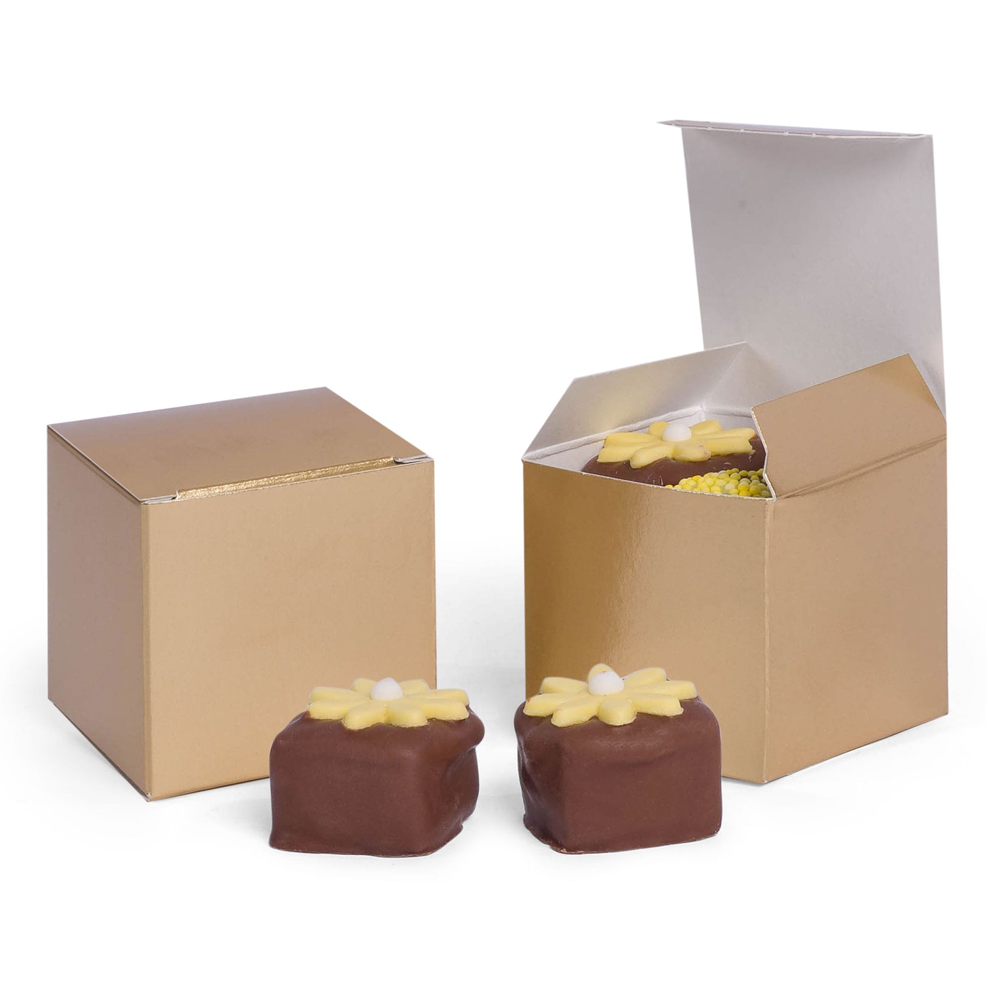 15G - 2 x 2 x 2 Gold Foil Truffle Favor Boxes- Large