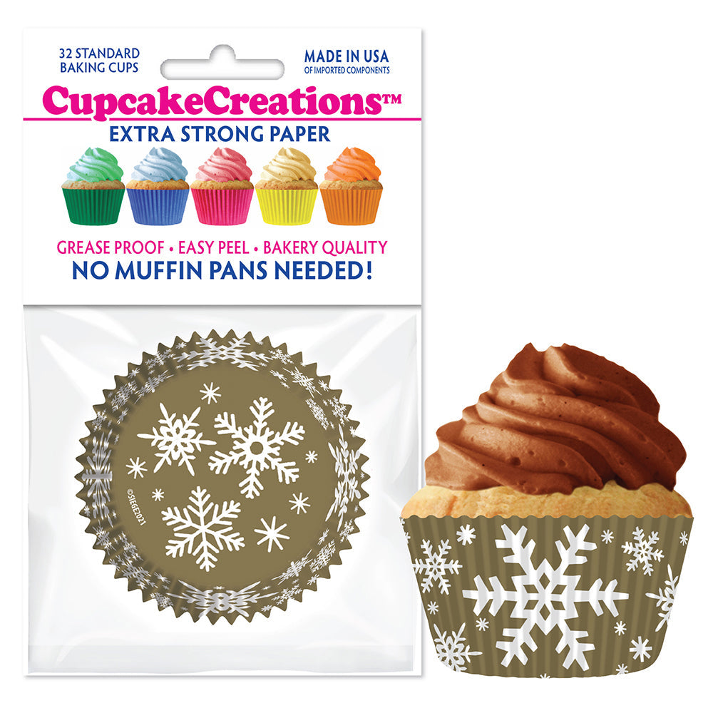 Gold Snowflake Cupcake Liner