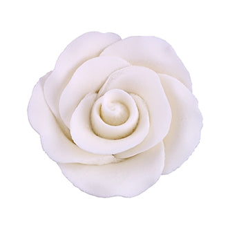 148WH- Med Formal Rose On A Wire - White