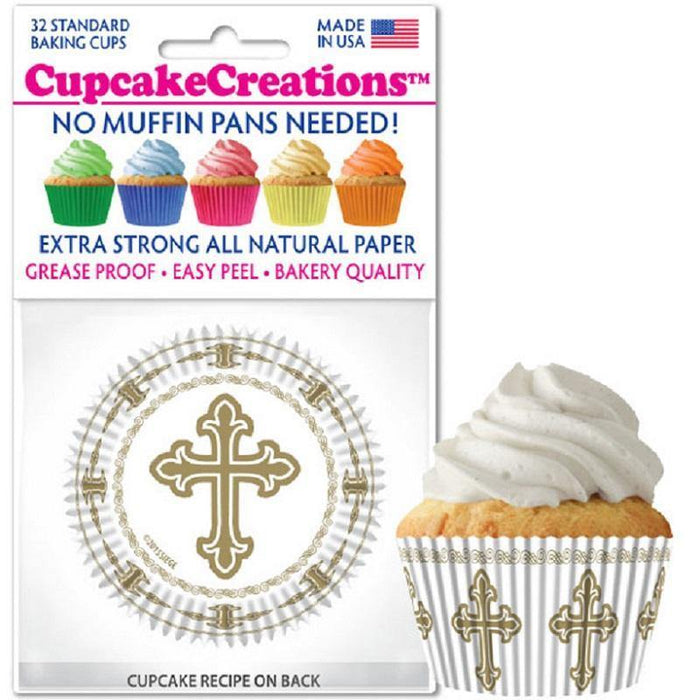 Cupcake Creations Gold Cross Baking Cup