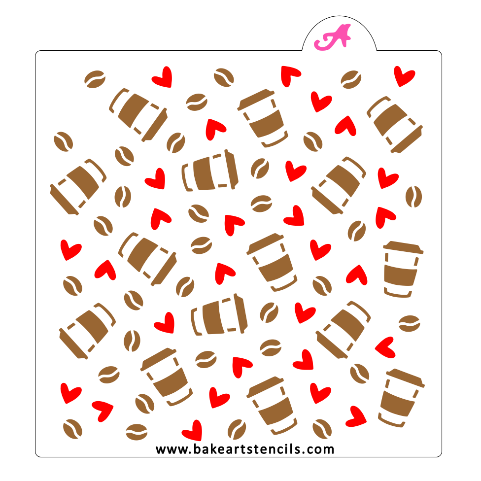 Latte Love Pattern Cookie Stencil