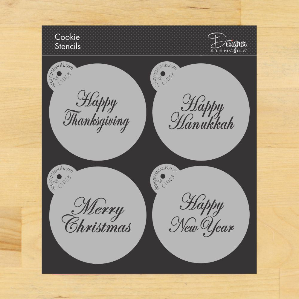 Fall/Winter Script Cookie Stencil Set