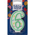 Numeral 6 Green Sprinkle Candle