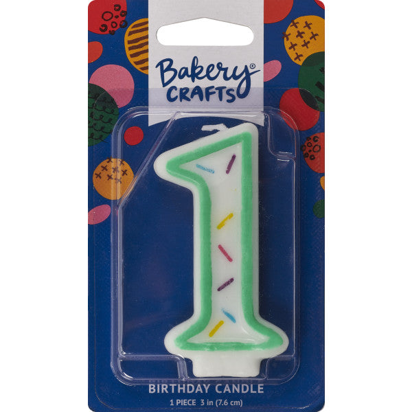 Numeral 1 Green Sprinkle Candle