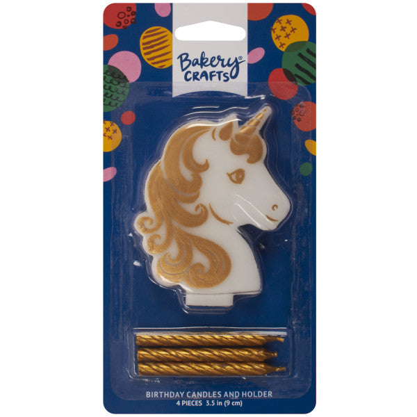 Golden Unicorn Candle Holder/Candles