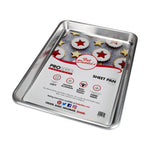 Fat Daddio's aluminum sheet pan in various sizes, showing a durable, lightweight baking sheet with a smooth, clean surface.