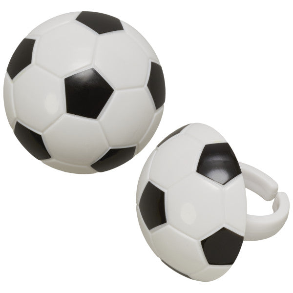 3D Soccer Ball Cupcake Rings 12ct
