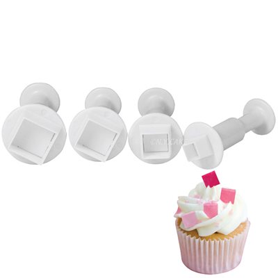 Juego de 4 cortadores cuadrados con émbolo para tartas de NY Cake