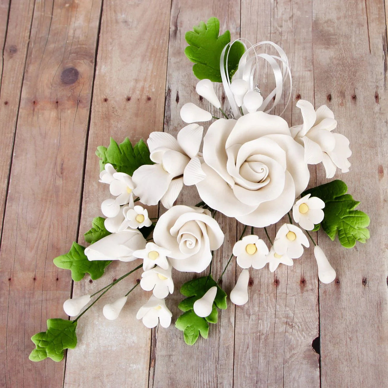 Ramo de flores de pasta de goma de rosas de té